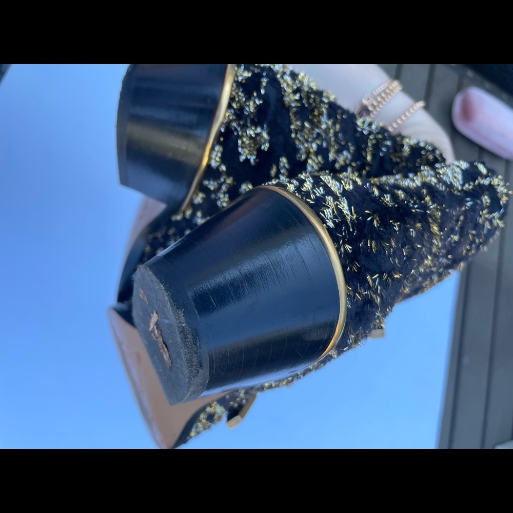 ❌SOLD❌Chloé Gold Susanna Glittery Velvet Ankle Booties Black Shimmer - Picture 12 of 15